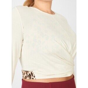 Fabletics Eco Conscious Front Twist Long Sleeve Cheetah Print Athletic Top Sz 1X